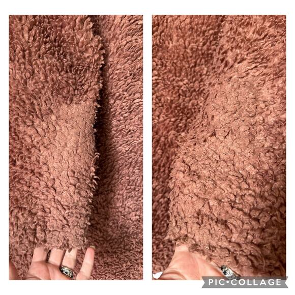 Zara Pink Shearling Fluffy Teddy Coat Jacket collarless one button size medium - Picture 12 of 15